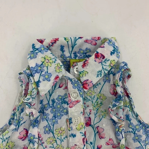 Penelope Mack Baby's Floral Cotton Button Up Collared Sleeveless Top Size 3-6M - Picture 3 of 7